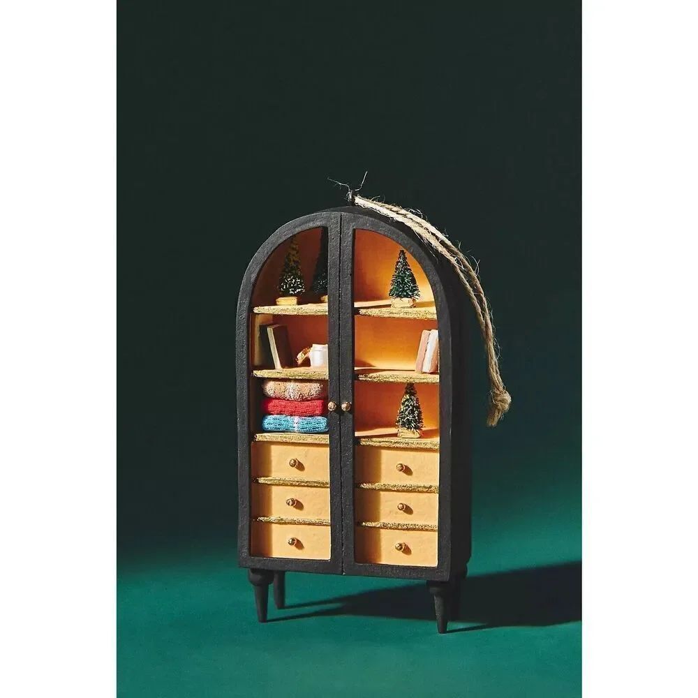 Anthropologie Fern Cabinet Ornament Bookcase Dollhouse  NEW